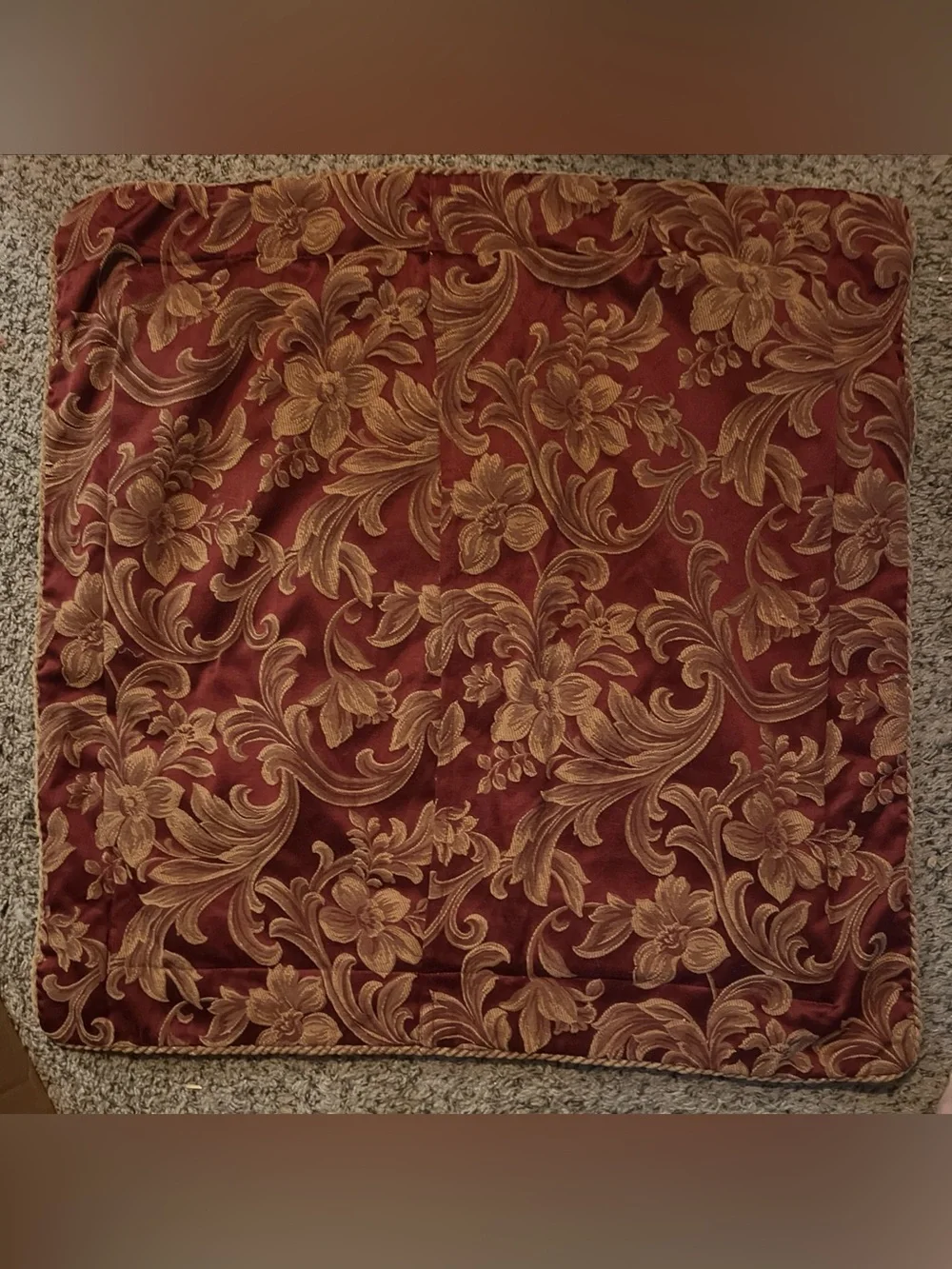 Elegant Floral Damask Jacquard Euro Pillow Cover in Burgundy